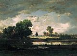 Pierre Etienne Theodore Rousseau The Pool with a Stormy Sky