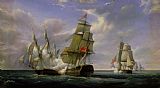 Combat between the French Frigate La Canonniere and the English Vessel The Tremendous by Pierre Julien Gilbert