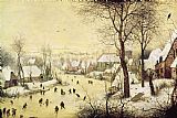 Pair of Birds on a Cherry Branch Prints - Winter Landscape With Skaters And A Bird Trap by Pieter Bruegel the Elder