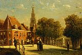 Pieter Gerard Vertin Figures on a Bridge in Alkmaar