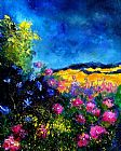 Pol Ledent Blue and pink flowers