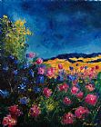 Pol Ledent Blue and pink flowers