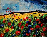 Pol Ledent Blue and red poppies 45