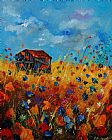 Wild Prints - Old barn and wild flowers by Pol Ledent