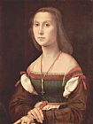 Portrait of a Young Man with Open Collar Paintings and Prints - Portrait of a Young Woman aka La Muta - 1507 by Raphael