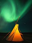 Raymond Gehman A Solitary Tepee Is Illuminated by The Aurora Borealis