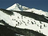 Resort Prints - Elevated View of Slope at Big Sky Ski Resort by Raymond Gehman