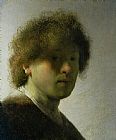 Portrait of a Young Man with Open Collar Paintings and Prints - Self Portrait as a Young Man by Rembrandt