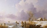 The Frozen Moat - Bedfield Prints - Landscape With Frozen Canal by Remigius van Haanen