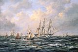 Richard Willis Convoy of East Indiamen amid Fishing Boats