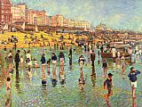 Robert Tyndall Passing Time on Brighton Beach painting