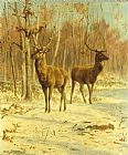 Rosa Bonheur Two Stags In A Clearing In Winter painting