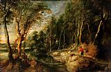 Rubens A Shepherd with his Flock in a Woody landscape