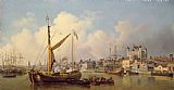 Tower Prints - The Thames and the Tower of London supposedly on the King's Birthday by Samuel Scott