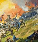 Major General George Meade at The Battle of Gettysburg Paintings - The Battle of Gettysburg by Severino Baraldi