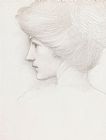 Sir Edward Coley Burne-Jones Study Of A Woman's Head Profile To Left