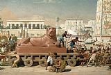 Sports Art for sale - Sir Edward John Poynter Statue of Sekhmet being transported detail of Israel in Egypt
