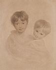 Boys Prints - Portrait Sketch of Two Boys Possibly George 3rd Marquees Townshend And His Younger Brother Charles by Sir Thomas Lawrence