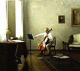 Steven J Levin Man Playing a Cello painting