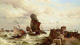 Ship Prints - Ships Entering a Port in a Storm by Theodor Alexander Weber