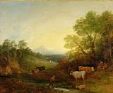 Thomas Gainsborough A Landscape with Cattle and Figures by a Stream and a Distant Bridge