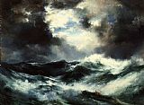 Thomas Moran Moonlit Shipwreck at Sea