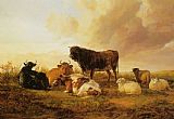 Sheep Prints - Cattle And Sheep in a Field by Thomas Sidney Cooper
