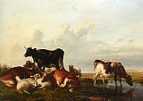 Sheep Prints - Cattle And Sheep Probably in Canterbury Meadows by Thomas Sidney Cooper