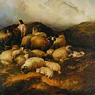 Sheep Prints - Peasants And Sheep by Thomas Sidney Cooper