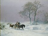 A Roman Slave Market Prints - The wintry road to market by Thomas Sidney Cooper