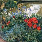 Easton Prints - Red Tulips And Geese by Timothy Easton