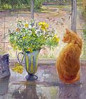 Timothy Easton Striped Jug with Spring Flowers