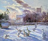 Newburyport Meadows Prints - Winter Geese in Church Meadow by Timothy Easton