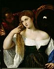 Titian Prints - Portrait of a Woman at her Toilet by Titian