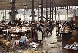 Floating Market Prints - The Fish Hall at the Central Market by Victor Gabriel Gilbert