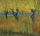 Vincent Van Gogh Pollarded Willows and Setting Sun