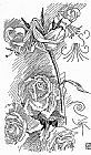 Walter Crane Rose And Lily Line Drawing