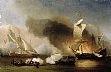 Ship Prints - An Action off the Barbary Coast with Galleys and English Ships by Willem van de Velde