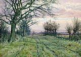 Lane Paintings - A Fenland Lane with Pollarded Willows by William Fraser Garden