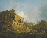 Classical Prints - Landscape with Classical Ruins Outside Rome with The Pyramid of Cestius Beyond by William Marlow