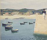 Boys Prints - Boy Reading on a Harbour's Edge by William Strang